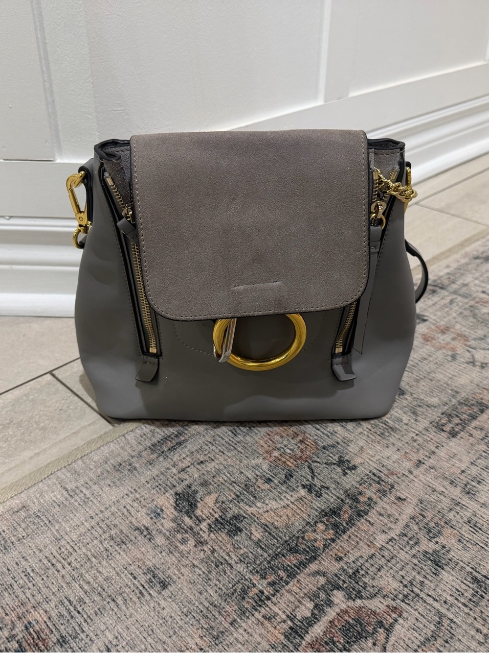 Leather and suede handbag sale.